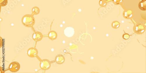 Schilderij op canvas golden molecular structure illustration abstract science background