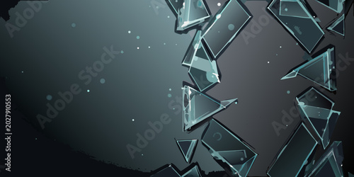 Bild auf Leinwand shattered glass explosion vector illustration with dark background