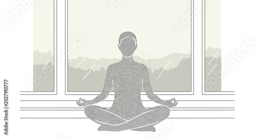 Woman Practicing Yoga Meditation Silhouette.