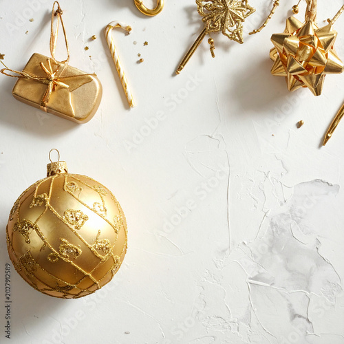 Elegant golden festive holiday decorations