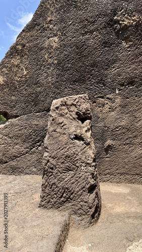 Ancient cave pillar with shaped top section