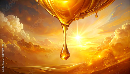 Golden honey drop at sunset