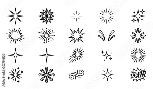 Tableau sur toile Collection of hand drawn explosion and starburst graphic icons