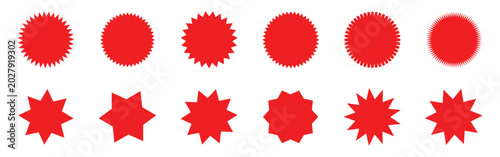 Obraz na płótnie Red price sticker, sale or discount sticker, sunburst badges icon
