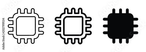 Photos CPU Chip Icons: Microprocessor, Processor, Computer Component, Technology Symbol