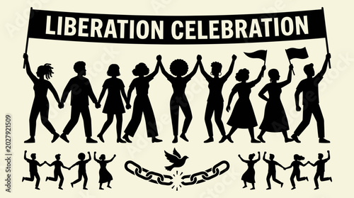 Tableau sur toile People Celebrating Liberation Freedom Together.