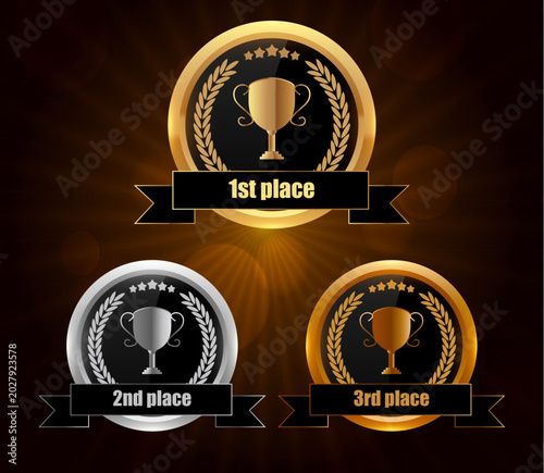 Canvastavla Vector set of insignia for 1st, 2nd, 3rd place