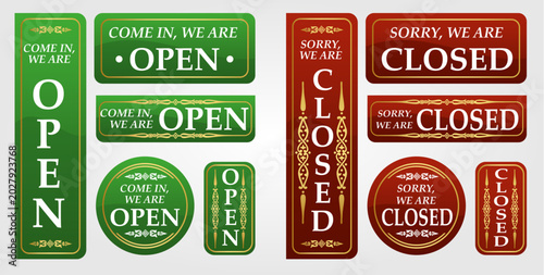 Obraz na płótnie Vector set of signs open closed