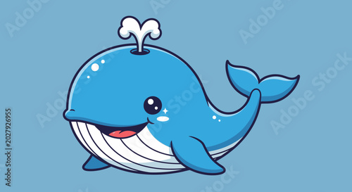 Photos Cute Cartoon Whale Character Spouting Water