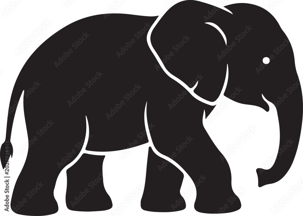 Fototapeta premium Black Elephant Icon, Vector Graphic, Animal Silhouette