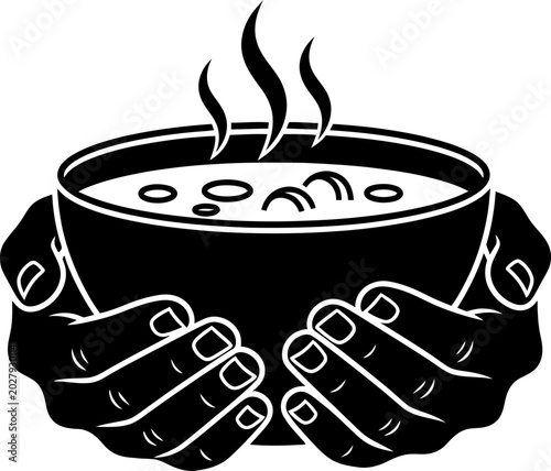 Close-up of hands holding a steaming bowl of soup, representing comfort and nourishment