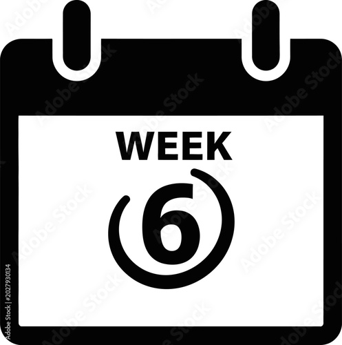 Iconic graphic representation of a calendar page highlighting the sixth week, symbolizing chronological progress, scheduling, and sequential advancement