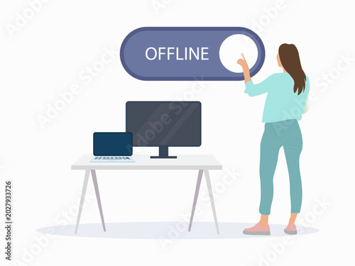 Offline Mode and Digital Detox Concept Illustration