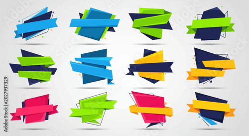 Geometric Banners Backgrounds, Sale Labels, Text Boxes, Vector Art