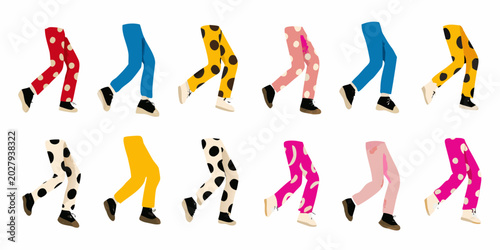 Vászonkép vector illustration of isolated legs in various colors and patterns