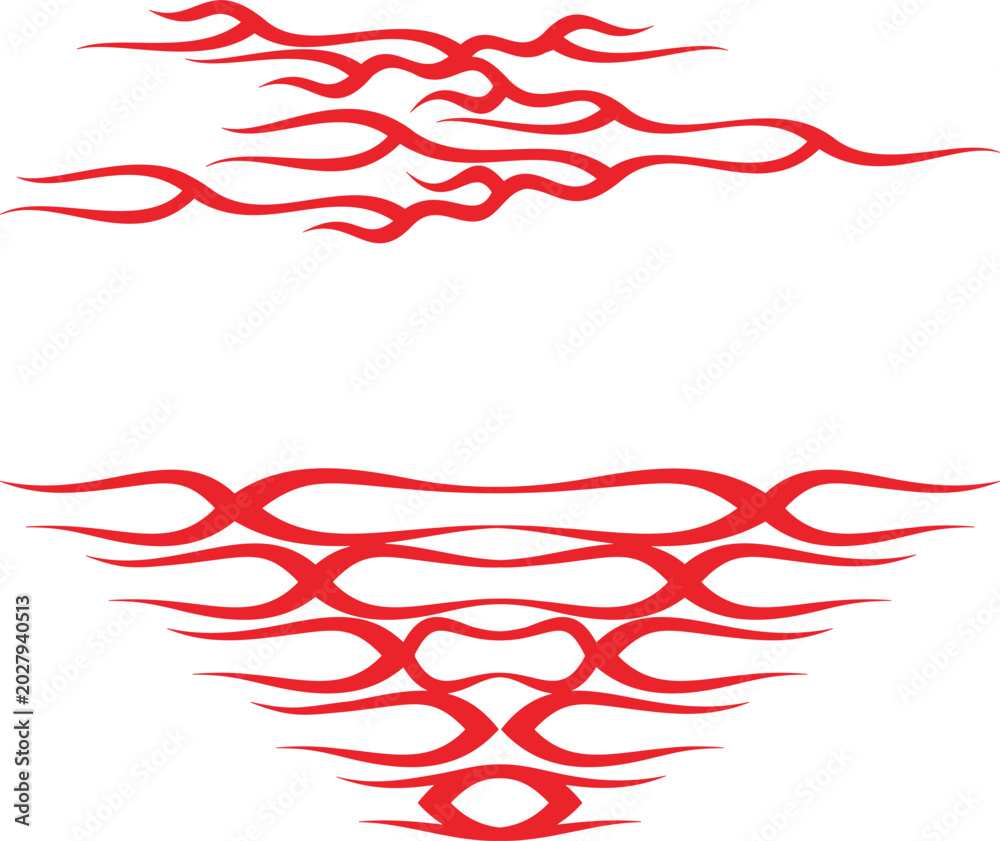 Fototapeta premium Vector flames for vehicle vinyl decals and wraps. Ready-to-cut graphics, great side and hood decals for racing cars, off-road and sport vehicles, hot rod automobiles, ATVs, trucks, motors and bikes.