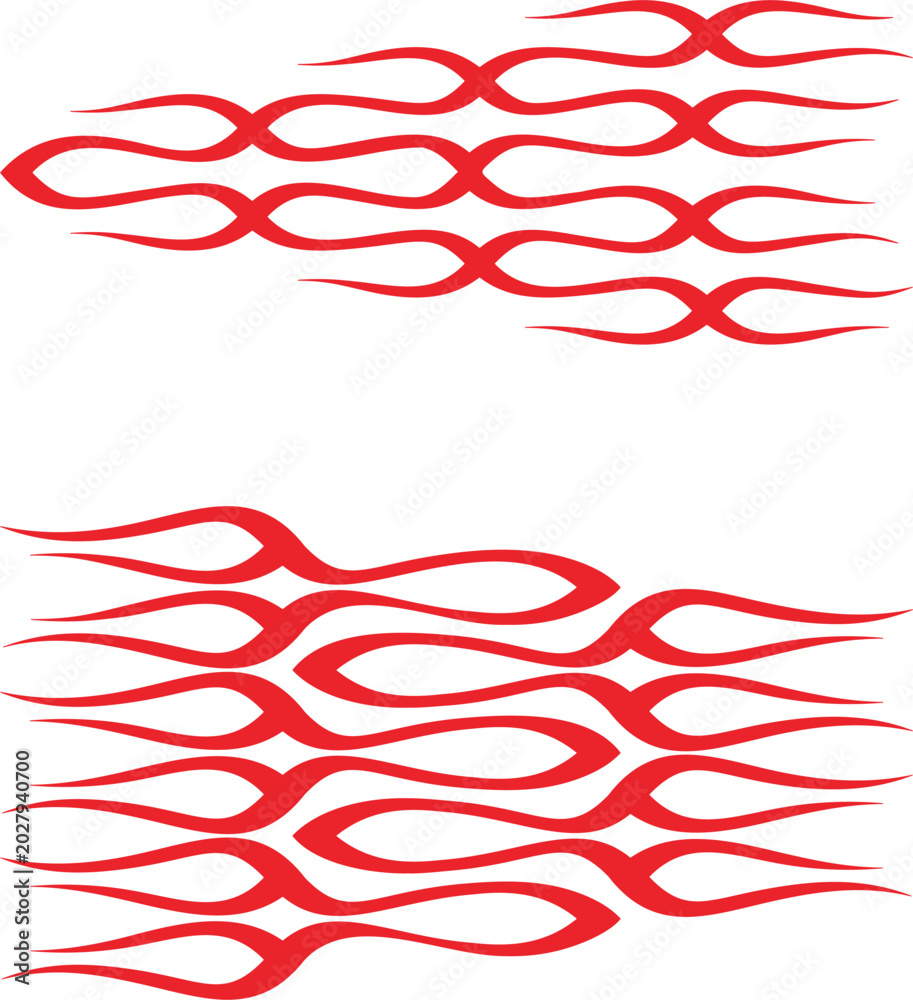 Fototapeta premium Vector flames for vehicle vinyl decals and wraps. Ready-to-cut graphics, great side decals for racing cars, off-road and sport vehicles, hot rod automobiles, ATVs, trucks, motors and bikes.
