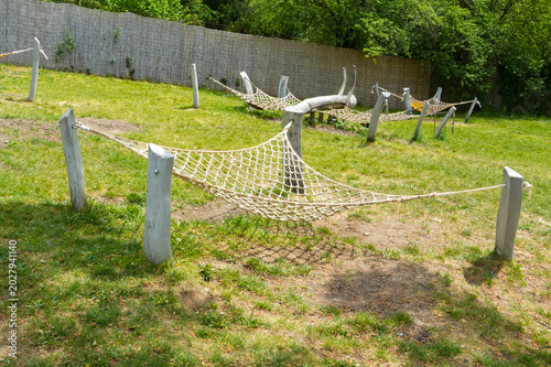 Fotografie Hammock in a public park in Prague. Czech Republic.