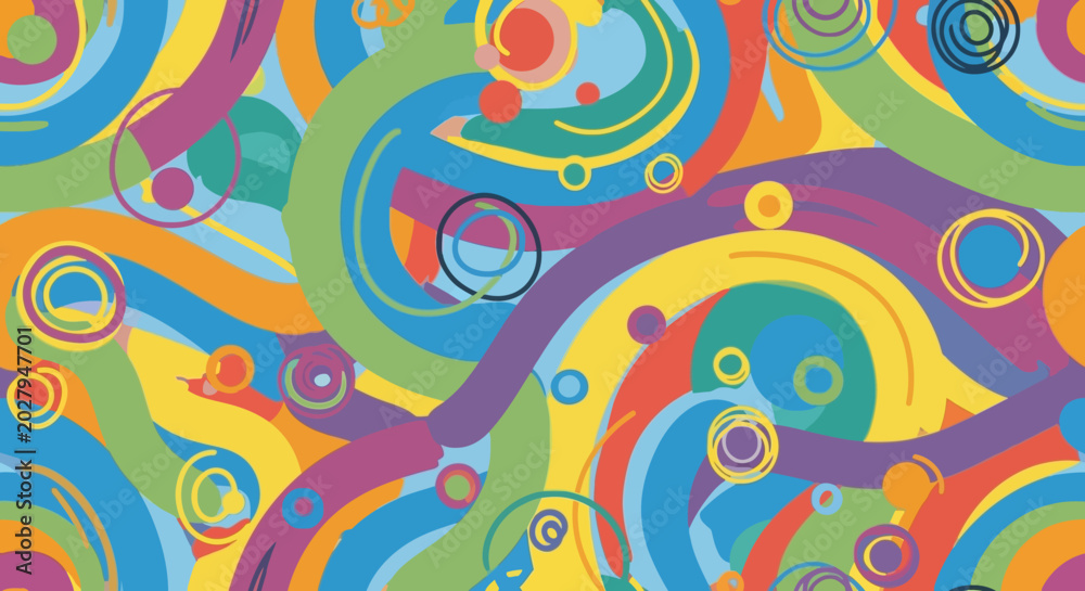 Fototapeta premium Colorful Swirls and Circles Abstract Pattern Background