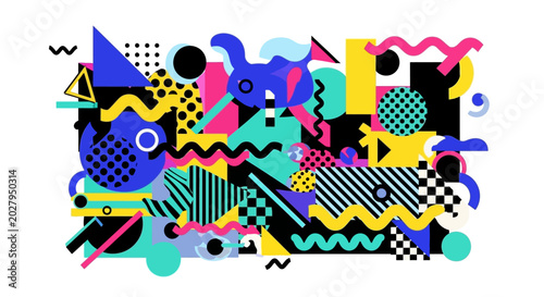 Retro Pop Art Abstract Shapes and Patterns Background