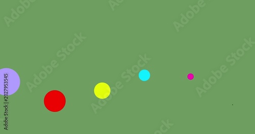 Color circles follow wave shape path isolated. Geometric simple round shapes in different colors. Business explainer design serie video.