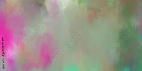 Cuadro en lienzo Abstract watercolor paint splatters and smudges in pink green and gray hues crea