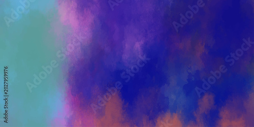 Tableau sur toile Dynamic abstract watercolor paint strokes and blends in deep blues purples pinks
