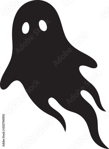 Quadro su tela Ghost, spooky icon, black silhouette, Halloween symbol isolated PNG with Transpa