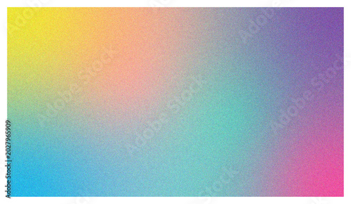 Colorful gradient background with rainbow colors and grainy texture effect multicolor vibrant abstract noise. Resizable and editable, EPS 10.