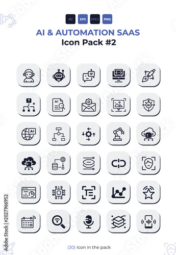 Ai automation saas icon pack for artificial intelligence and technology projects