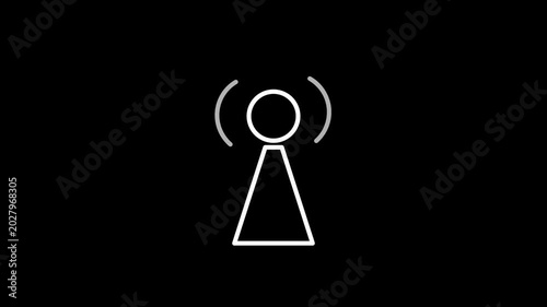 Tower with network signal liner symbol icon animation. 4k stock video