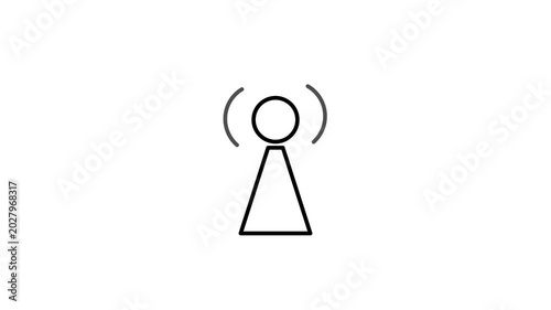 Tower with network signal liner symbol icon animation. 4k stock video