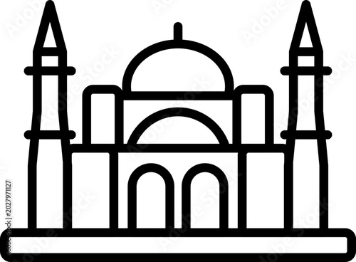 Tableau sur toile Hagia Sophia Turkey Outline Icon Illustration