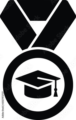 Foto Graduation medal with cap symbol representing academic achievement vector illust