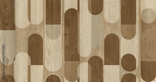 Modern seamless geometric pattern with natural textures: marble, wood, stone, cement, terrazzo. Ideal for interior design, wallpaper, packaging, textiles, tiles, and parquet flooring.