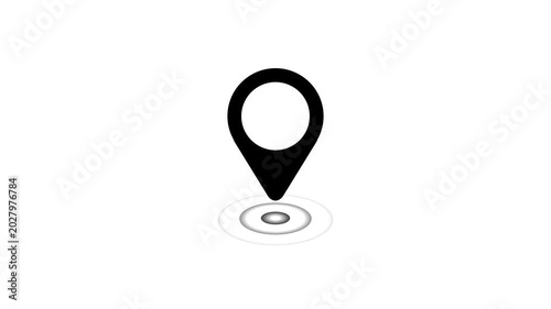 map pin icon animation simple flat, Animated white GPS location pointer and locator icon on transparent background with alpha channel. Appearing sign to indicate route and location on maps,with video.