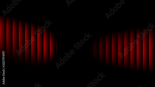 Fotografie bright red and jet black, with rows of parallel vertical lines or bars