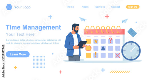 Time management concept. Project completion on deadline. Organizing efficient work process. Appointment planning and scheduling. Office staff plan the schedule and agenda by checking events.