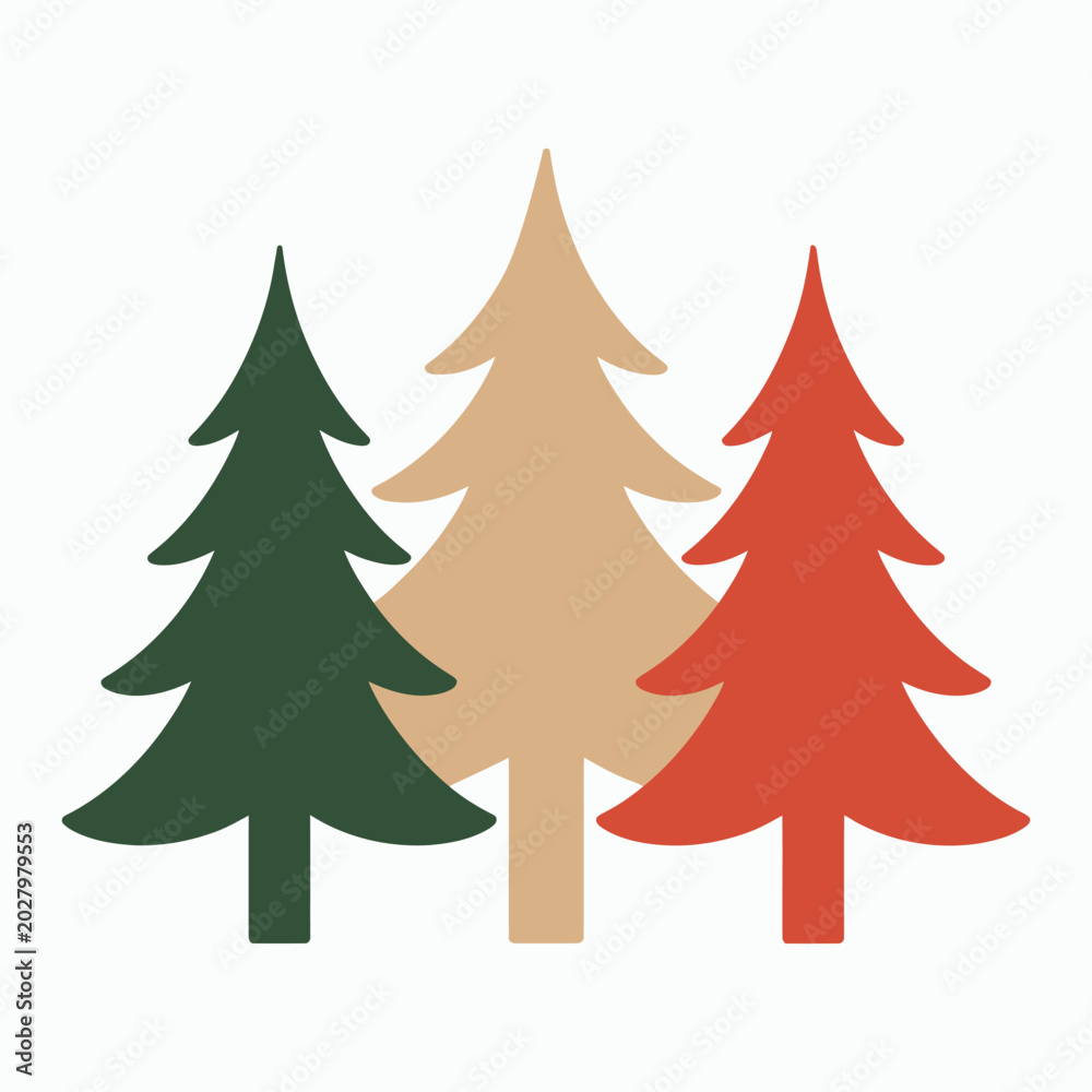 Fototapeta premium Colorful Christmas Pine Tree Vector Illustration for Holiday and Winter Decoration