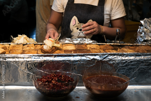 Stinky tofu is a popular street food in Taiwan, Night market snack.