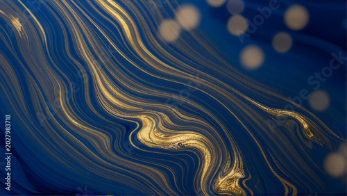 Abstract Blue and Gold Flowing Patterns