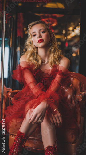 Teen fashion shoot with cherry red color palette.