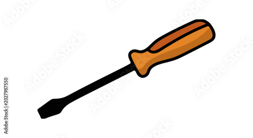 Принти на полотні Illustration of a flathead screwdriver with an orange and black handle