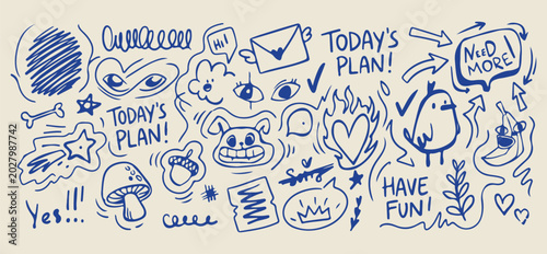 today's plan doodle sketch, minimalist daily routine icons, clean organization graphic set, modern schedule doodle art, simple planning icon pack, trendy planner doodle set, premium vector planner art