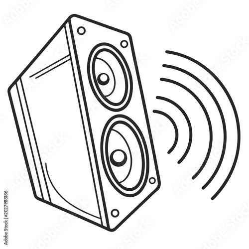 Vászonkép Sound speaker with sound waves illustration sound system speaker box acoustic