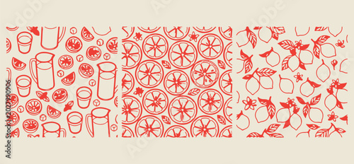 Tableau sur toile citrus fruit pattern, fresh orange texture, minimalist fruit graphic, clean orga
