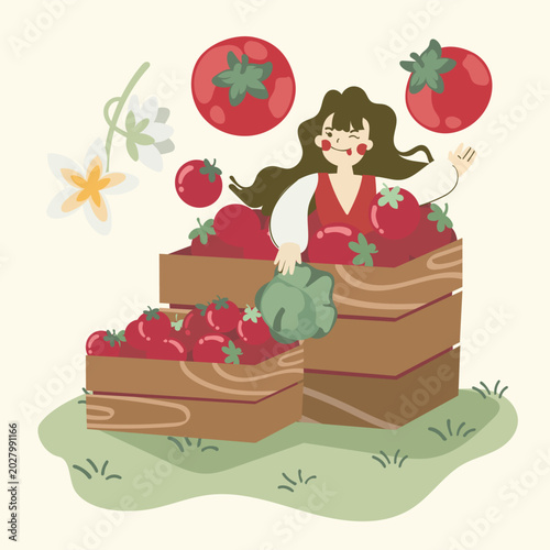 Tiny Girl Tomato Harvest Crates
