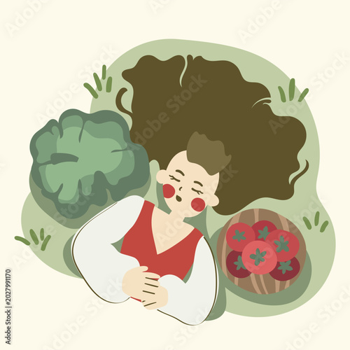 Tiny Girl Resting in Homegrown Garden