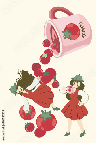 Tiny Tomato Girl and Tomato Drink