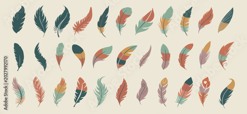 Foto colorful feather pattern, bohemian bird design, minimalist plume texture, seamle